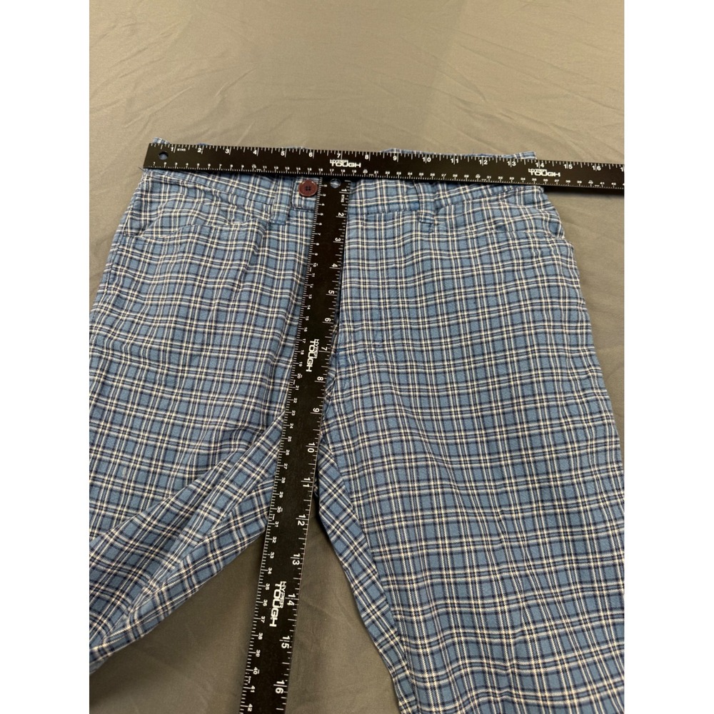 Vintage Gap Blue Jeans Womens 4 Blue Plaid Straight Leg Cotton Trousers 90's - Picture 7 of 11